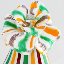 Strambotto Venetian Glass Sculpture with Flower by Eliana Gerotto