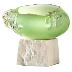 Stravedamento Double Waterfall Green Pastel Murano Glass Vase