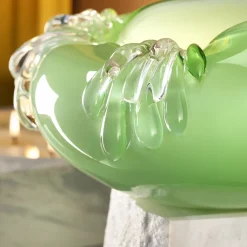Stravedamento Double Waterfall Green Pastel Murano Glass Vase