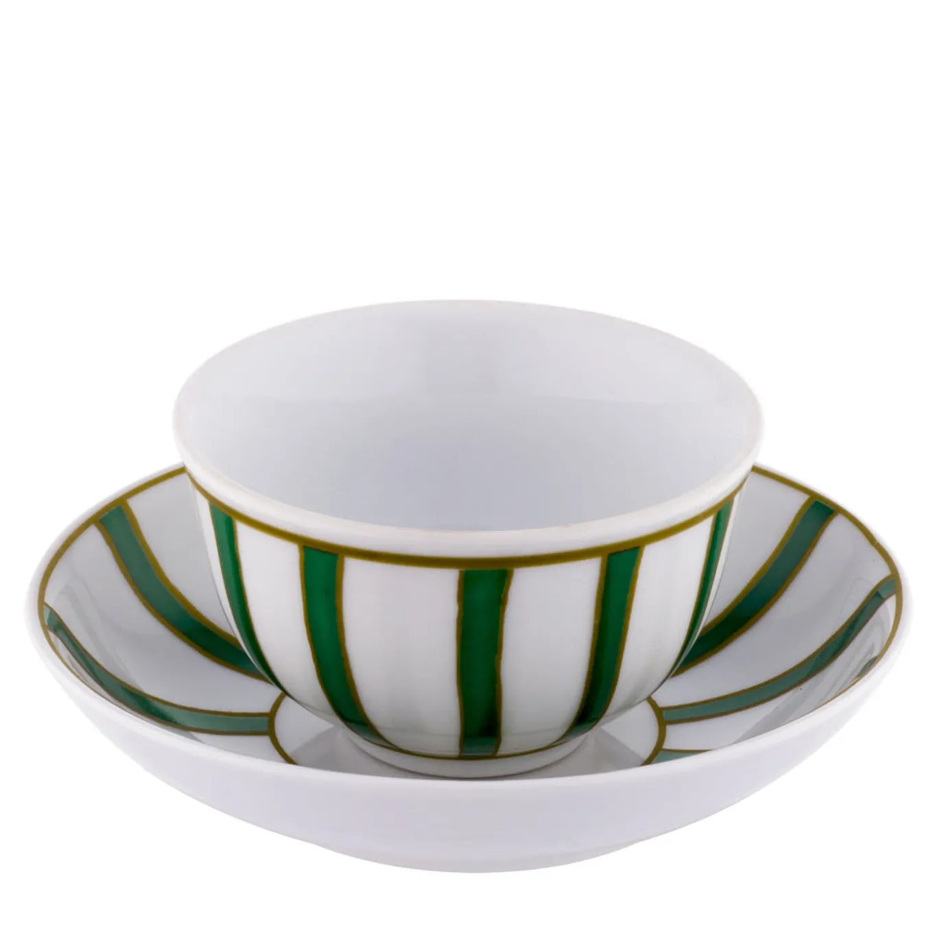 Striche Verdi Bowl with Saucer