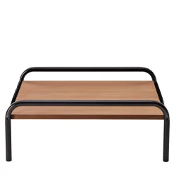 Stringa Mahogany & Stainless Steel Coffee Table by Gae Aulenti