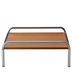 Stringa Mahogany & Stainless Steel Coffee Table by Gae Aulenti