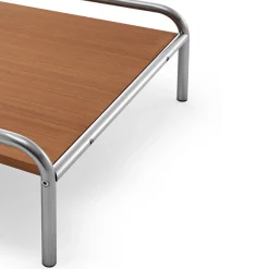 Stringa Mahogany & Stainless Steel Coffee Table by Gae Aulenti