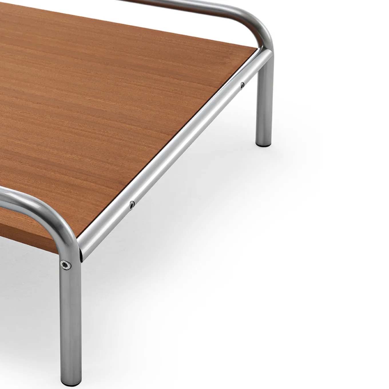 Stringa Mahogany & Stainless Steel Coffee Table by Gae Aulenti