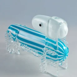 Striped Dog Venetian Glass Sculpture by Eliana Gerotto