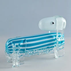 Striped Dog Venetian Glass Sculpture by Eliana Gerotto
