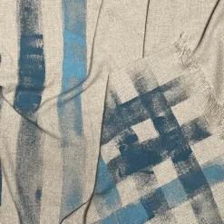 Striped Fringed Beige Handpainted Blanket