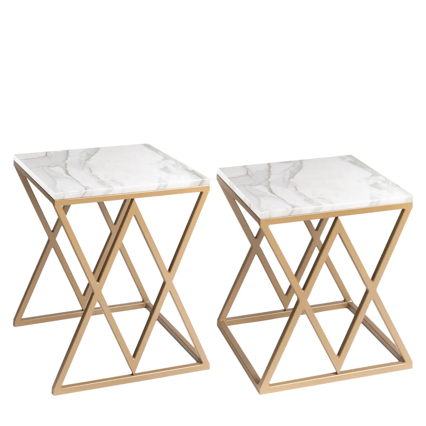 Stromboli and Vulcano Set of 2 White Carrara Coffee Tables