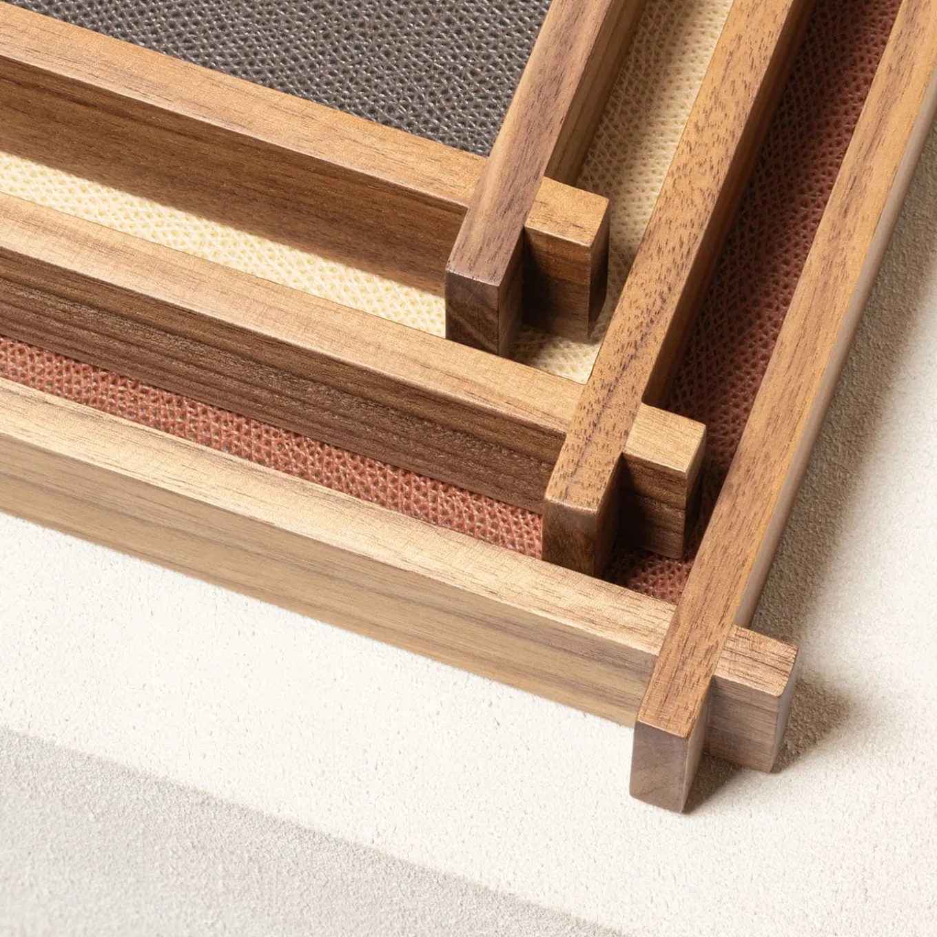 Structura Leather & Wood Long Rectangular Valet Tray Medium #2