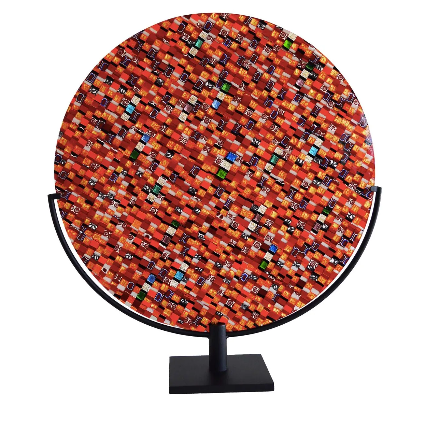 Sunshine Venetian Red Murano Glass Disc by Andrea Orso