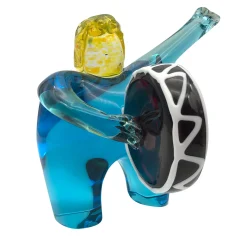 Suonatore con Tamburo Aquamarine Sculpture