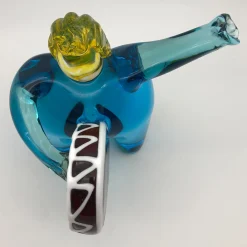 Suonatore con Tamburo Aquamarine Sculpture