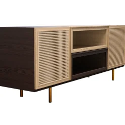 Swing Ash Wood Sideboard with Brass Legs