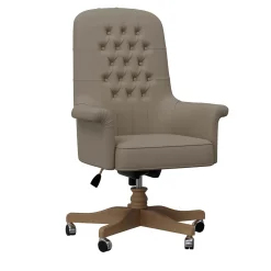 Swivel Office Gray Armchair with Wood Base from Studio Privè Collection