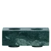 TA Double Squared Green Marble Candle Holder