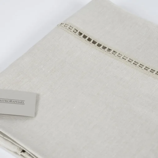 Table Linens Beige Linen Satin Entre Deux Tablecloth