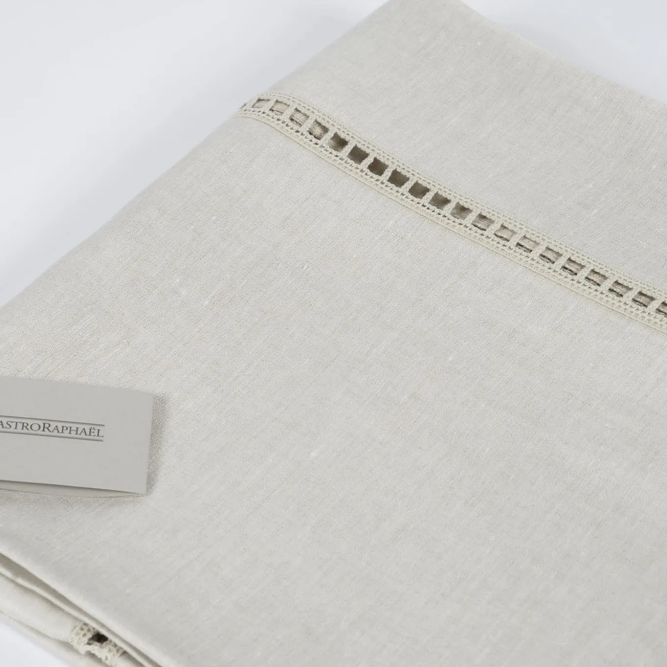 Table Linens Beige Linen Satin Entre Deux Tablecloth