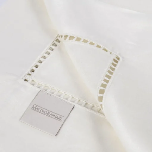 Table Linens Ivory Linen Satin Entre Deux Tablecloth