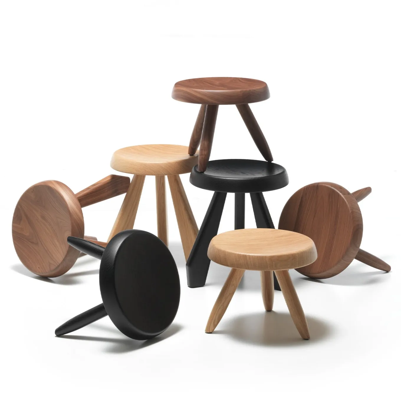Tabouret Méribel by Charlotte Perriand - Black Oak