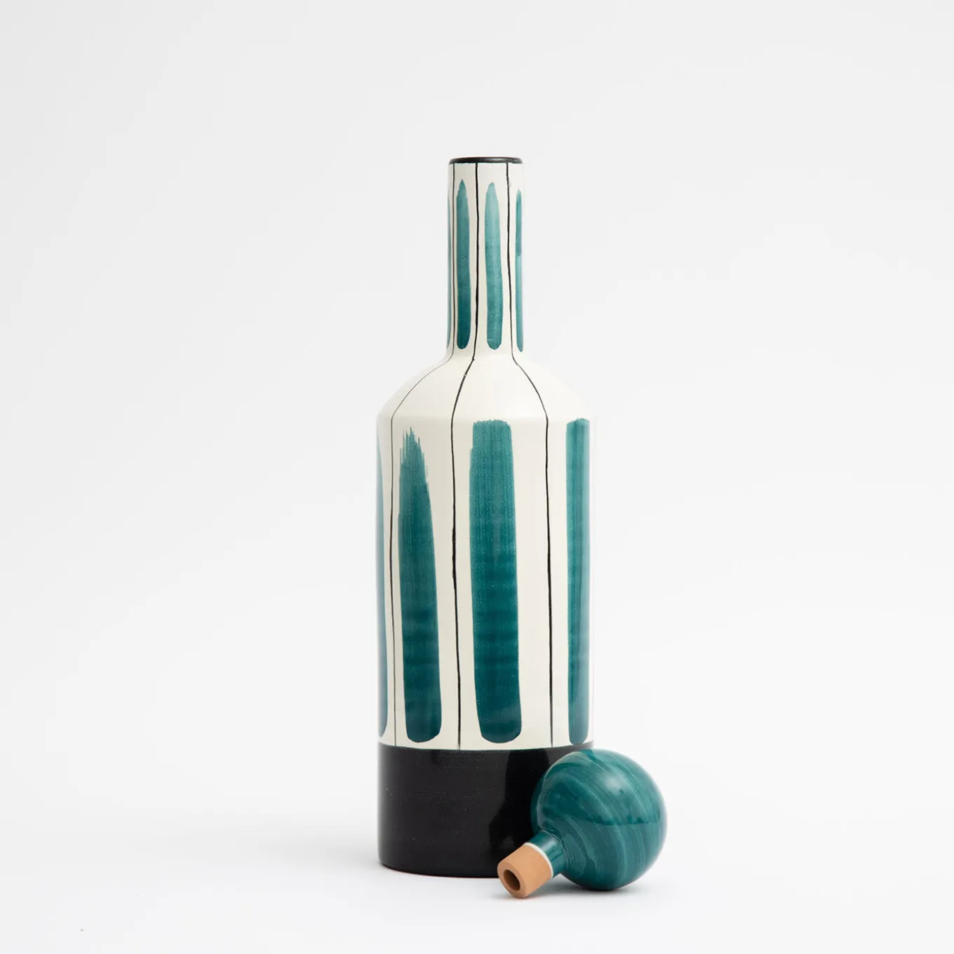 Talia Decorative Teal Bottle with Lid