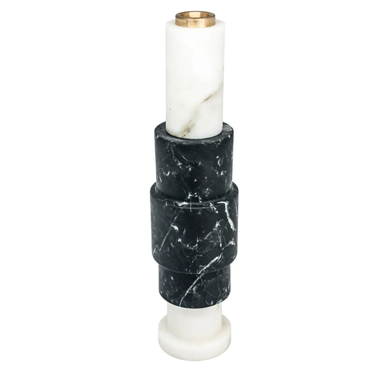 Tall Black and White Marble Candleholder by Jacopo Simonetti