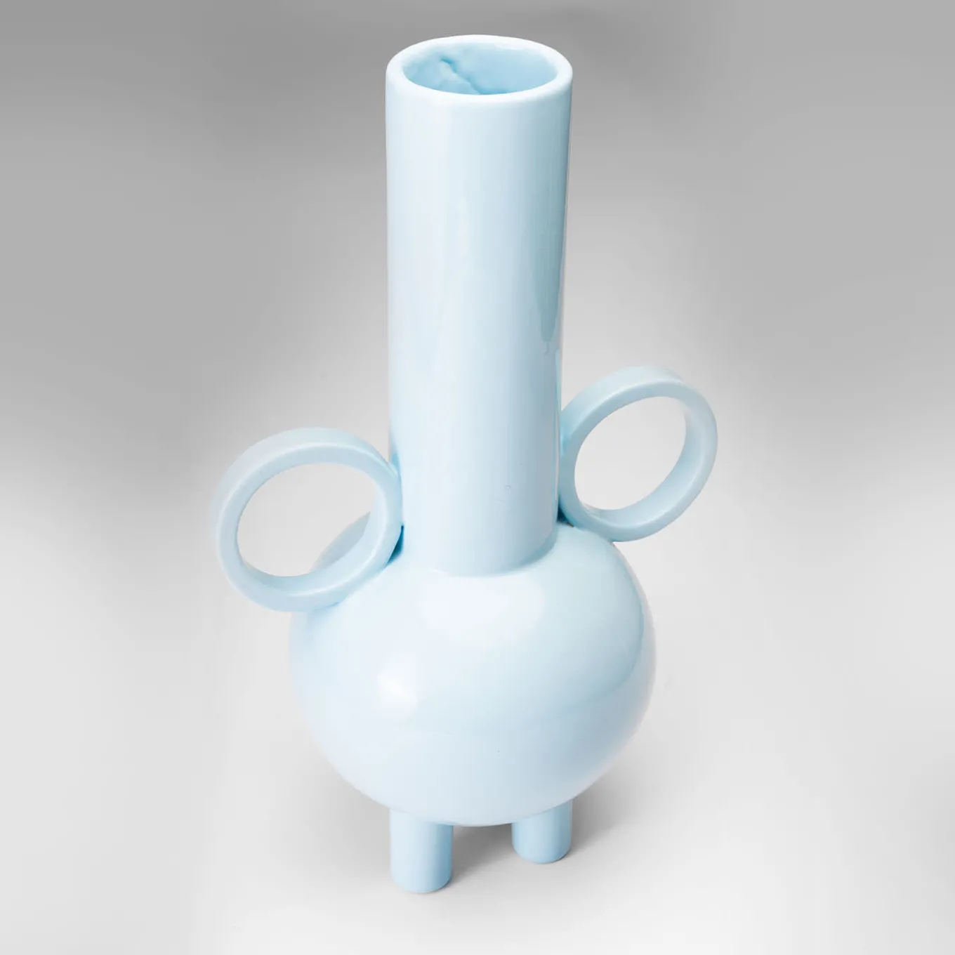 Tall Stereogramma Light Blue Ceramic Amphora