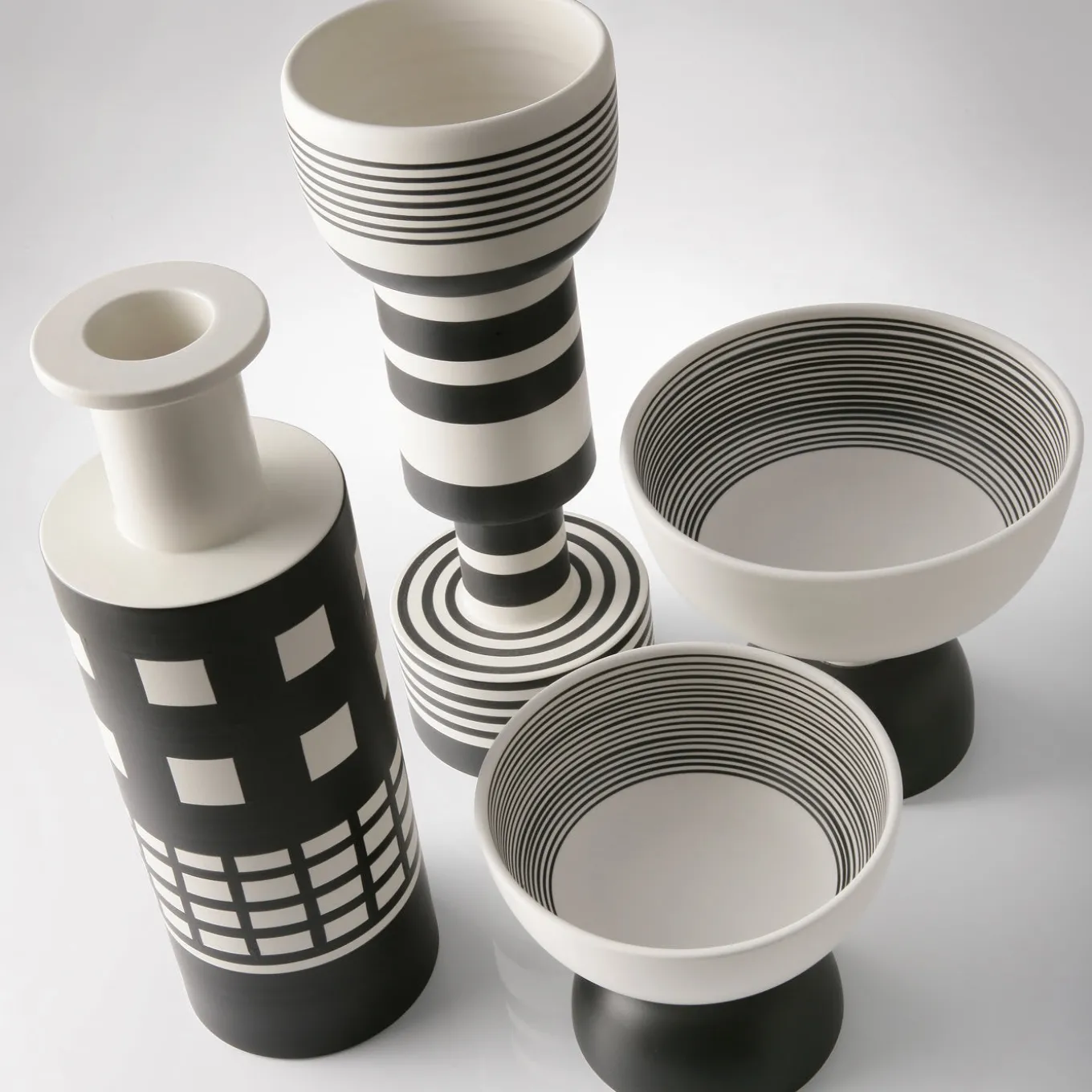 Tall White and Black Centerpiece by Ettore Sottsass
