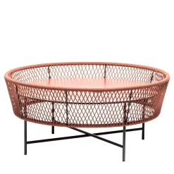Tamburo Large Round Brick-Red Coffee Table by Antonio De Marco