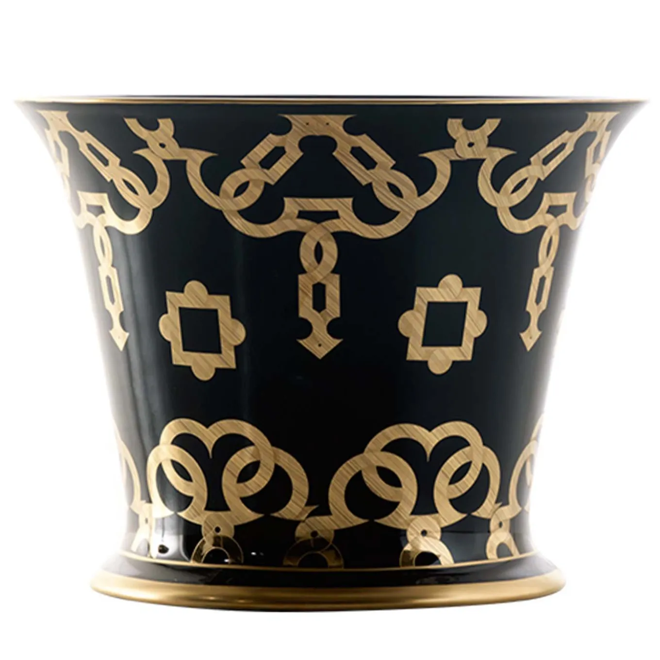 Tarsia Black and Gold Cachepot