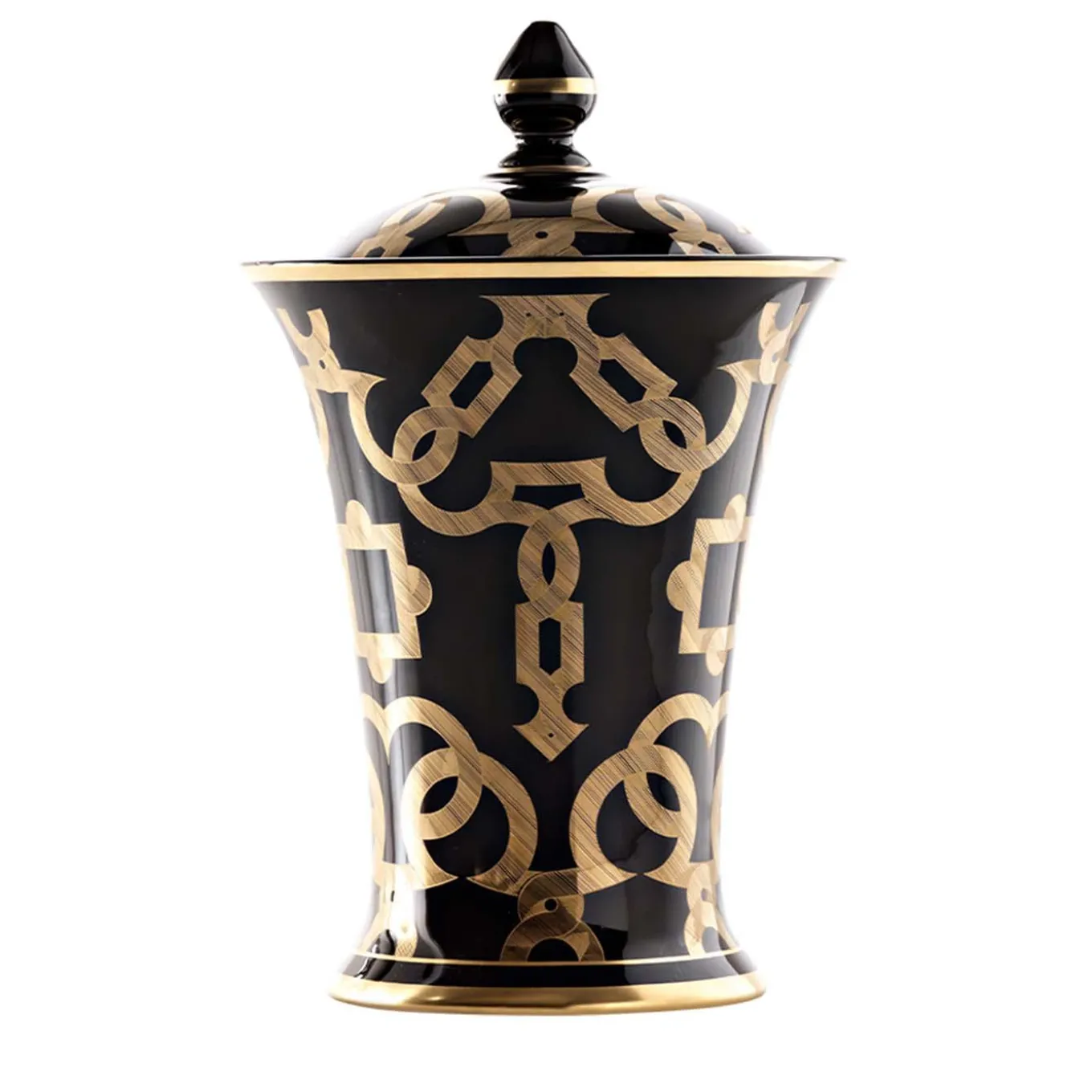 Tarsia Black and Gold Potiche