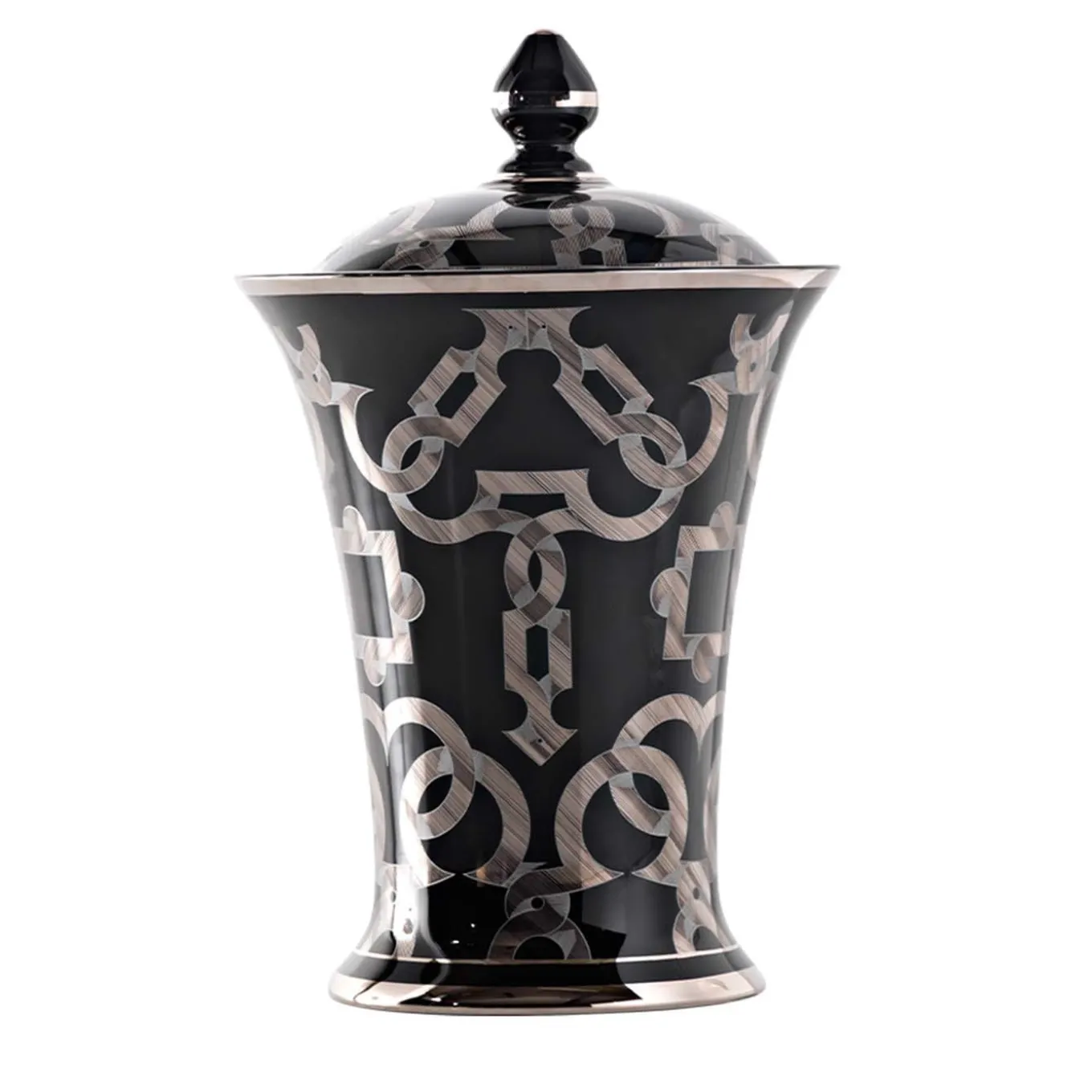 Tarsia Black and Platinum Potiche