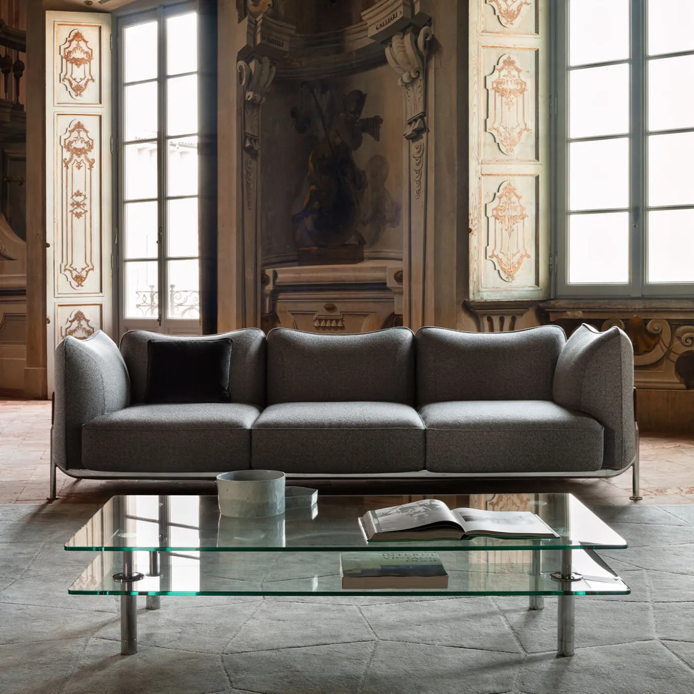 Tasca 3-Seater Gray Fabric Sofa