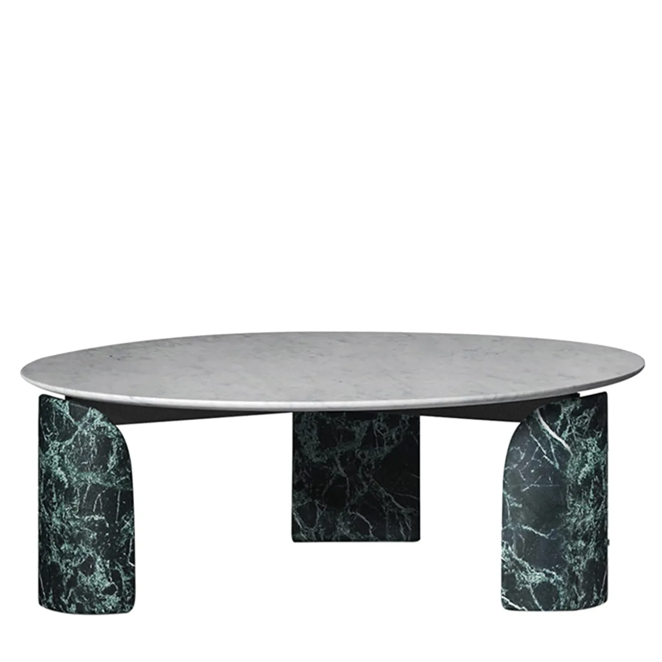Taula Verde Alpi and White Carrara Round Coffee Table