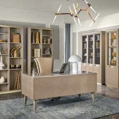 Taupe Eucalyptus Writing Desk with Champagne Handles from Studio Privè Collection