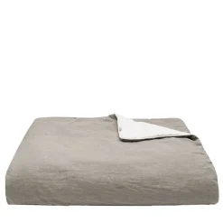 Taupe Gray Linen Blanket with Piping
