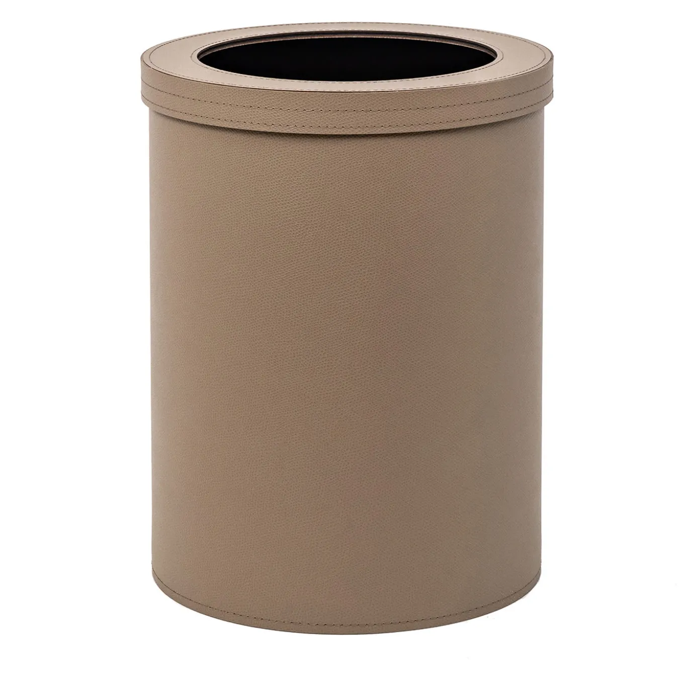 Taupe Malaga Leather Paper Bin With Lid