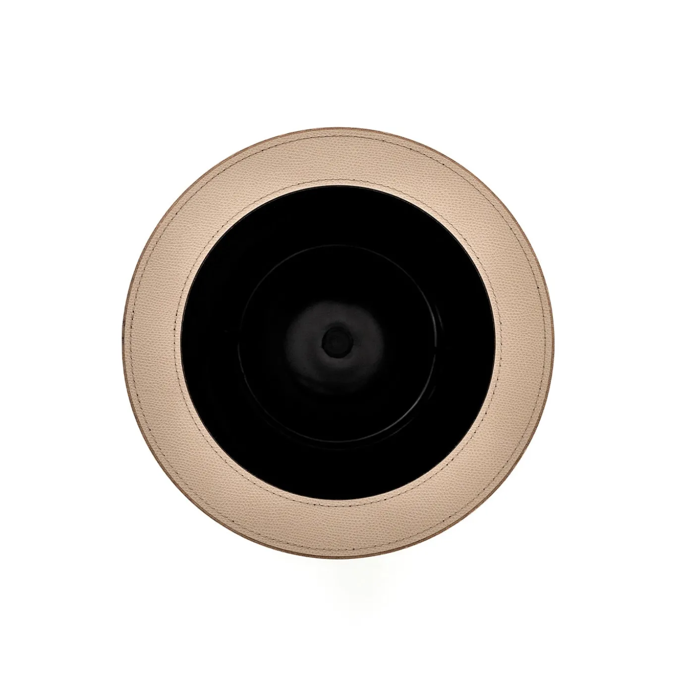 Taupe Malaga Leather Paper Bin With Lid