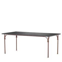 Tavolario Amtra Iron and Lava Stone Top Outdoor Dining Table