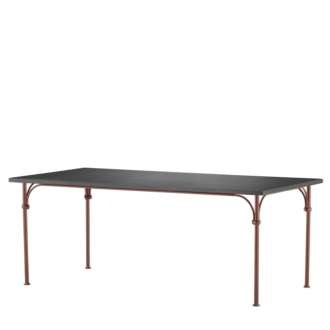 Tavolario Amtra Iron and Lava Stone Top Outdoor Dining Table