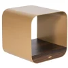 Tawla Gold Metal Side Table with Wooden Base