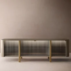 Tecla Glass And Metal Sideboard by Marco Boga