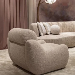 Teddy Beige Boucle Fabric Armchair