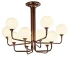Tee Glossy Glavanic Copper Metal And Glass 8-Light Chandelier