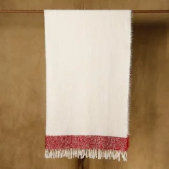 Tela Fringed Two-Toned Cotton & Mohair Blanket