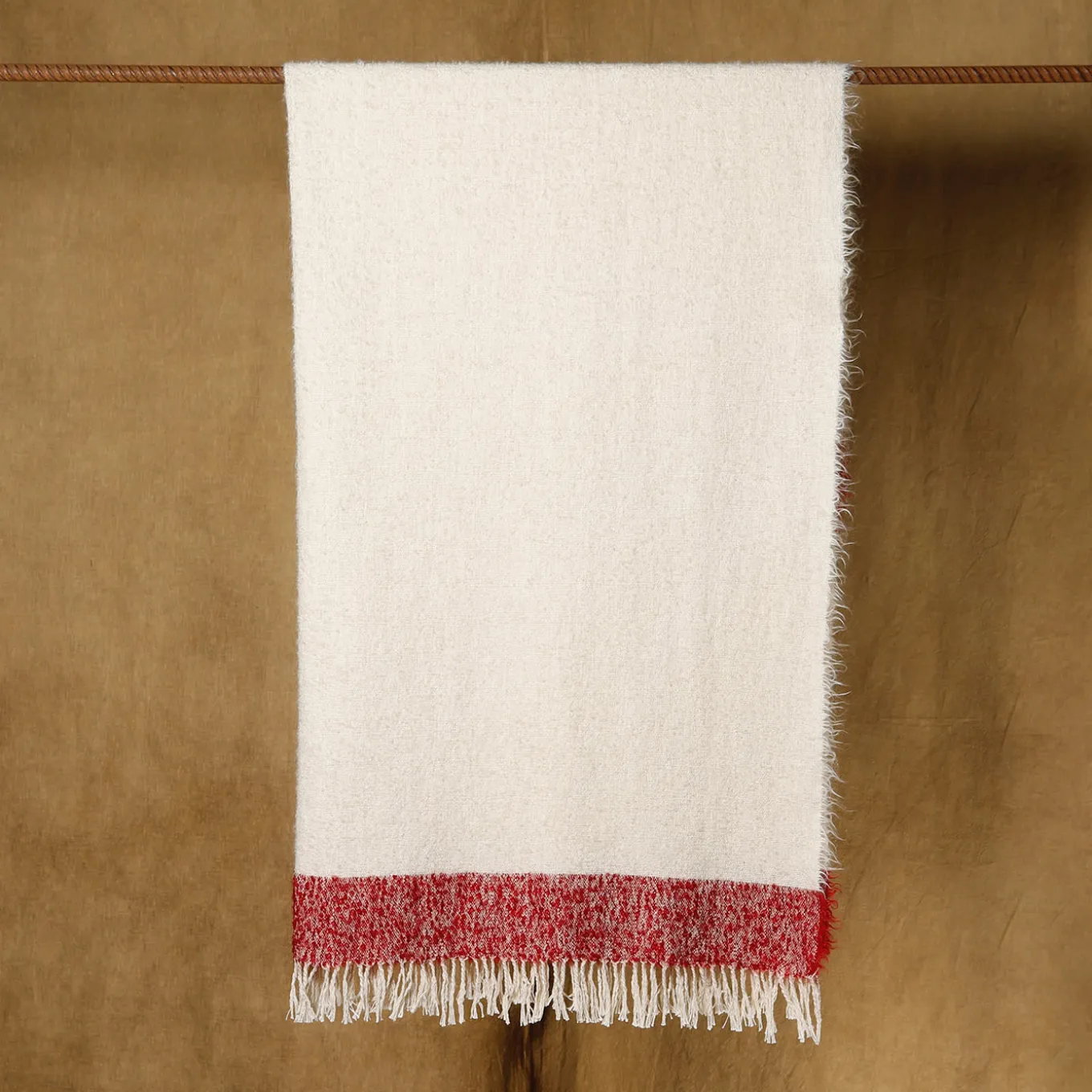 Tela Fringed Two-Toned Cotton & Mohair Blanket