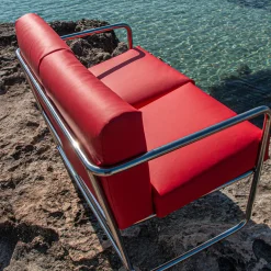 Teres Two-Seater Red Leather In & Outdoor Sofa