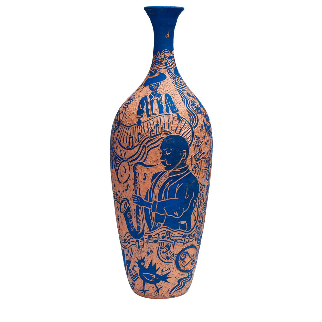 Terracotta Blues Vase by Clara Holt and Chiara Zoppei