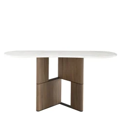 Tetris Console Table with Marble Top & Walnut Canaletto Wood Legs