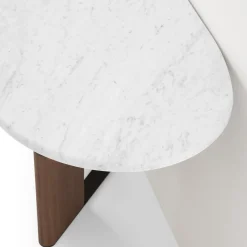 Tetris Console Table with Marble Top & Walnut Canaletto Wood Legs