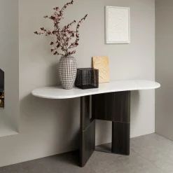 Tetris Console Table with Marble Top & Laguna Oak Wood Legs